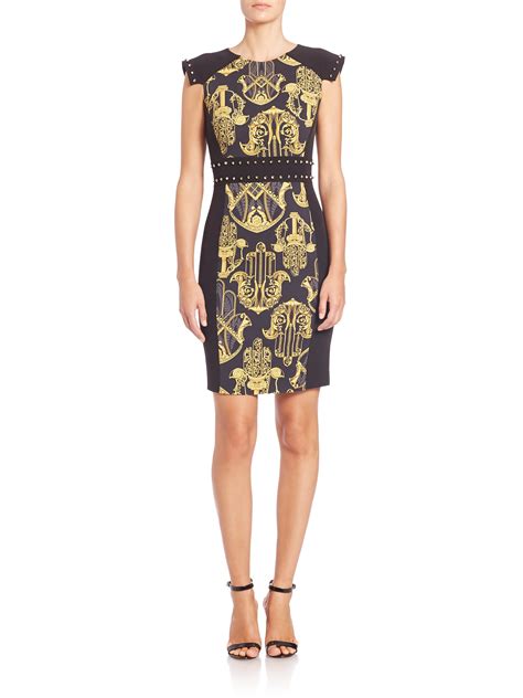 versace dress blake|Versace black and gold dress.